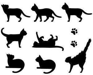 ネコのシルエットイラストセット