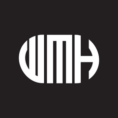 WMH letter logo design. WMH monogram initials letter logo concept. WMH letter design in black background.