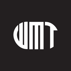 WMT letter logo design. WMT monogram initials letter logo concept. WMT letter design in black background.