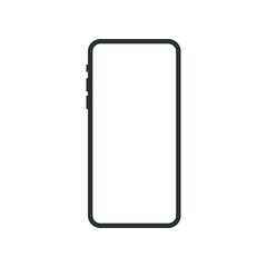 Modern black clean smartphone illustration vector with blank empty screen. Cellphone display front view.