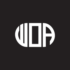 WOA letter logo design. WOA monogram initials letter logo concept. WOA letter design in black background.