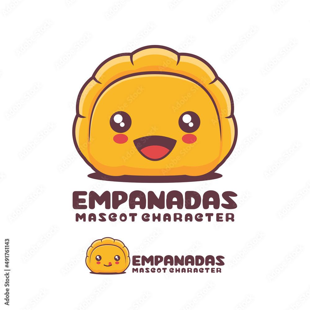 Wall mural empanadas cartoon illustration, with a happy expression, suitable for, logos, prints, stickers, etc