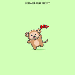 monkey say hi with Red Text Style Effect