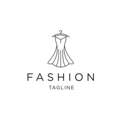 Fashion dress logo line icon flat design template