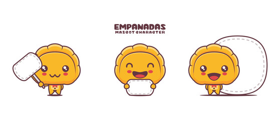 Empanadas cartoon illustration, with blank board banner