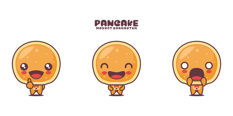 vector pancake cartoon illustration, with different expressions - obrazy, fototapety, plakaty