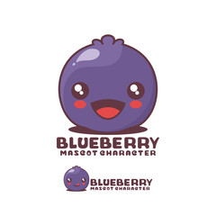 vector blueberry cartoon illustration, with a happy expression, suitable for, logos, prints, stickers, etc