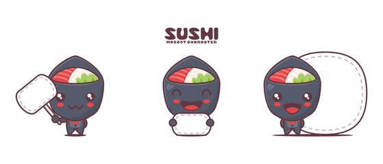 Vector temaki sushi cartoon illustration, japanese traditional food