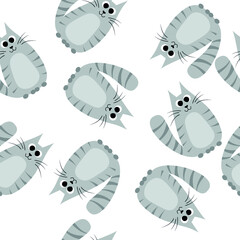 pattern with gray cats. seamless pattern for baby textile. vector illustration, eps 10.