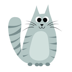gray cute cat. the cat is sitting. vector illustration, eps 10.