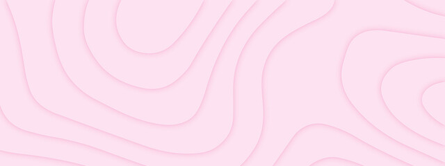 Abstract smooth soft light pink wavy shapes paper cut topography map vector background. Elegant 3d layered illustration, passion and love concept for banner, trendy cutout cover.