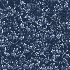 Chinoiserie Wild Flower (Blue) classic, nostalgic botanical seamless repeat pattern designs that would be perfect for home decor, upholstery, wallpaper or apparel.