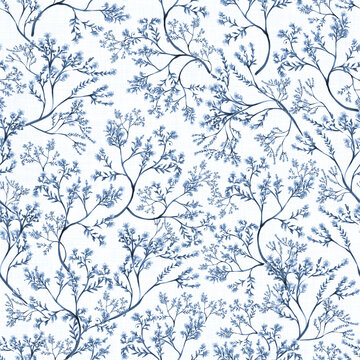 Chinoiserie Wild Flower (White) classic, nostalgic botanical seamless repeat pattern designs that would be perfect for home decor, upholstery, wallpaper or apparel.
