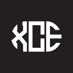 XCE letter logo design. XCE monogram initials letter logo concept. XCE letter design in black background.