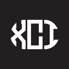 XCI letter logo design. XCI monogram initials letter logo concept. XCI letter design in black background.