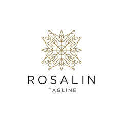 Nature flower line logo icon flat design template