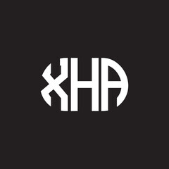 XHA letter logo design. XHA monogram initials letter logo concept. XHA letter design in black background.