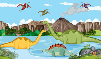 Dinosaur in prehistoric forest scene © blueringmedia