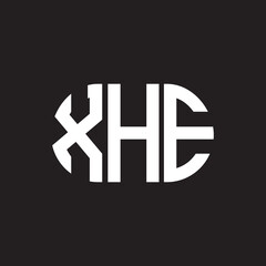 XHE letter logo design. XHE monogram initials letter logo concept. XHE letter design in black background.