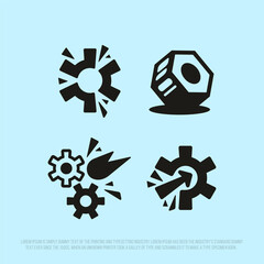 A modern professional set of icons with the image of gear