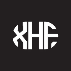 Obraz premium XHF letter logo design. XHF monogram initials letter logo concept. XHF letter design in black background.