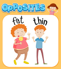 Opposite words for fat and thin
