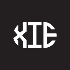 XIE letter logo design. XIE monogram initials letter logo concept. XIE letter design in black background.