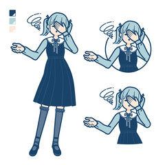 ゴスロリ衣装を着た若い女性が頭をかかえて落胆しているイラスト