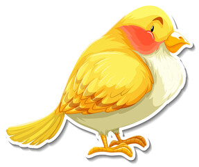 Cute yellow bird animal cartoon sticker