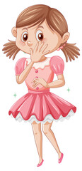 A girl in pink dress cartoon character on white background