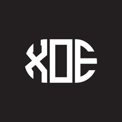 XOE letter logo design. XOE monogram initials letter logo concept. XOE letter design in black background.
