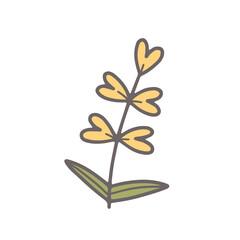 Yellow flower in doodle style. Vector isolated illustration.