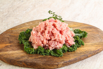 Raw pork minced meat for cooking