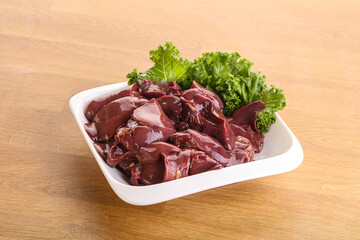 Raw chicken liver in the bowl