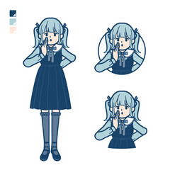 ゴスロリ衣装を着た若い女性が小声でささやいているイラスト