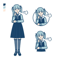 ゴスロリ衣装を着た若い女性がため息をついているイラスト