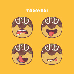 Obraz premium Takoyaki cartoon vector. japanese food cartoon illustration