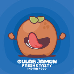 Gulab jamun cartoon. vector illustration of traditional indian food