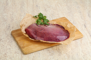 Raw pork liver for cooking