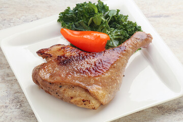 Roasted duck leg with orange sauce