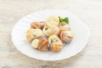 Delicous baked snail with butter - Escargot
