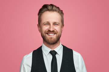 Handsome businessman with toothy smile