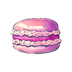 Watercolor dessert illustration. Hand-drawn sweetness on a white background.