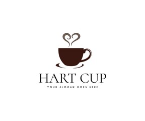 Coffee and tea logo design with heart shape