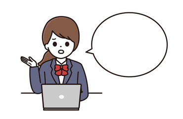 学生 女性 パソコン 説明 困惑 吹き出し