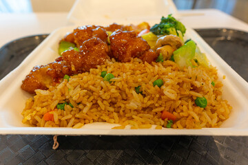 Chinese ginger chicken meal ready to eat at a food court