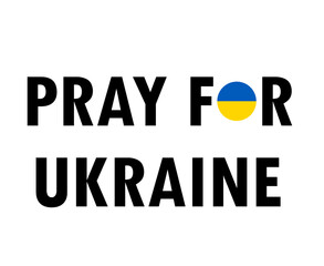 Pray For Ukraine Symbol Emblem With Flag National Europe Abstract Vector Design Black in White Background