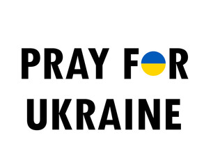 Pray For Ukraine Symbol Emblem With Flag National Europe Abstract Vector Design Black in White Background