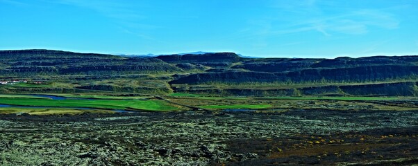 Obraz premium Iceland-panoramic view from the Grabrok Crater to its surroundings