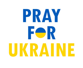 Pray For Ukraine Symbol Emblem With Flag Abstract Vector Design